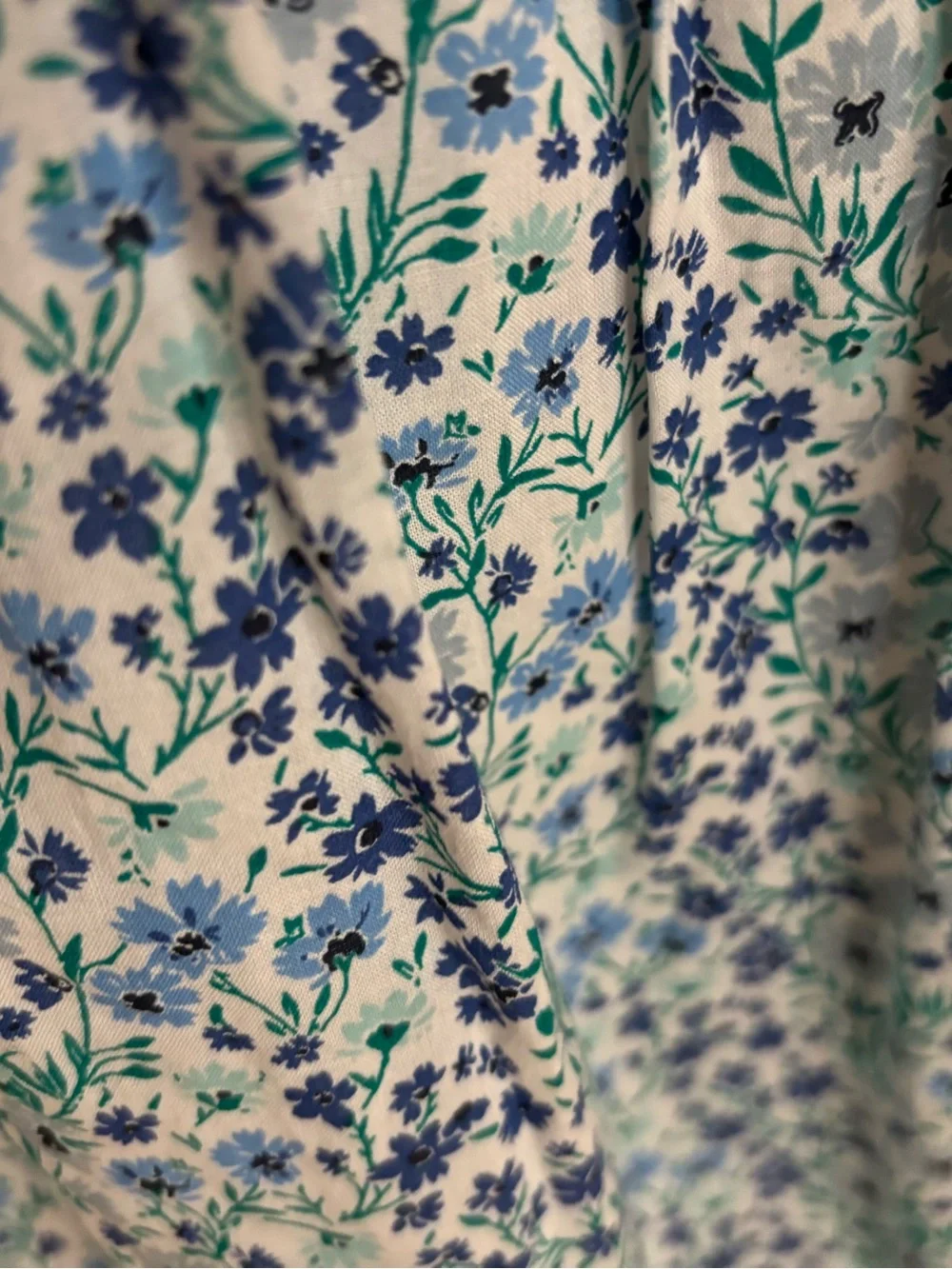 J Crew Blue Floral Square-Neck Tiered Midi Dress